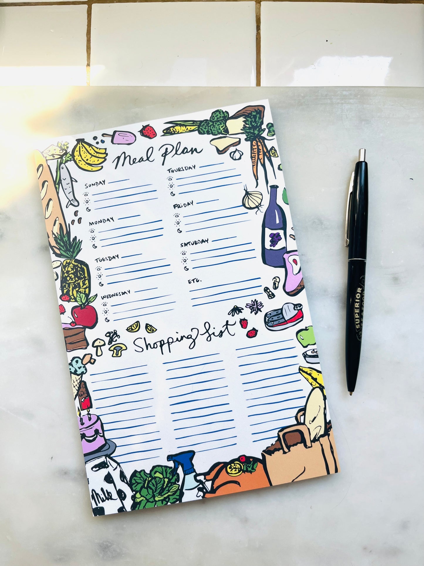 Meal Planner & Shopping List Notepad