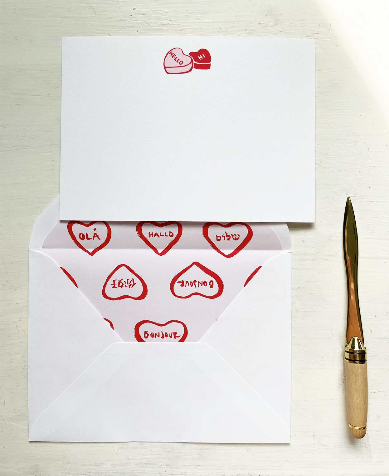 Hello Hearts Note Card Set of 10