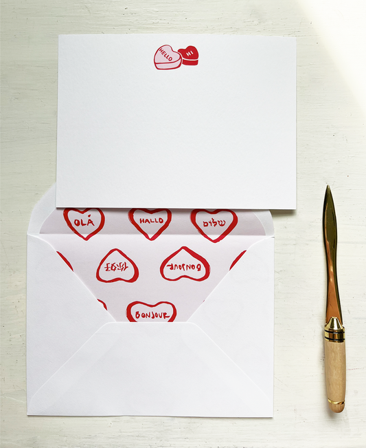 Hello Hearts Note Card Set of 10
