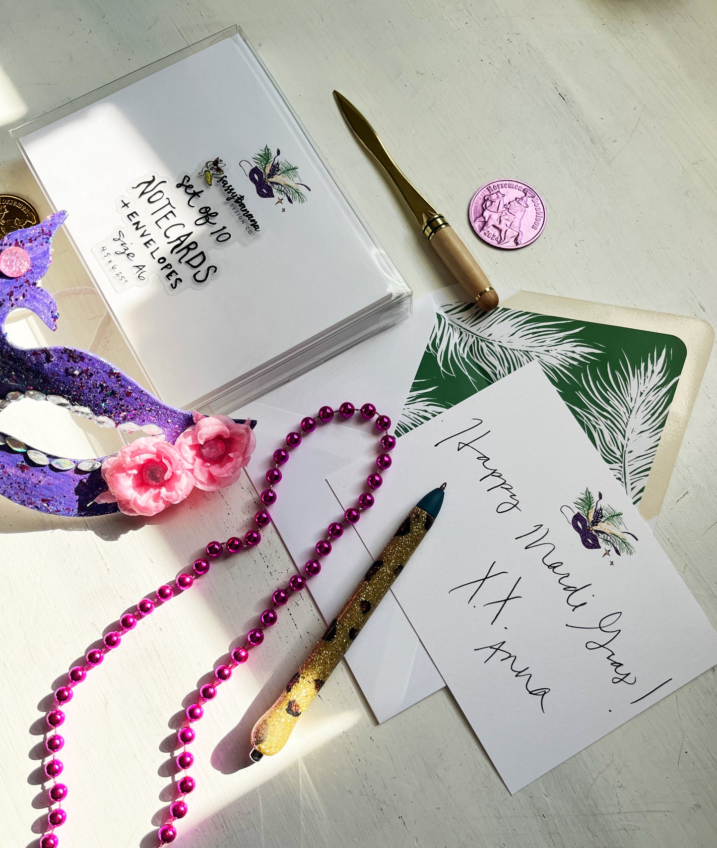 Mardi Mask Note Card Set of 10