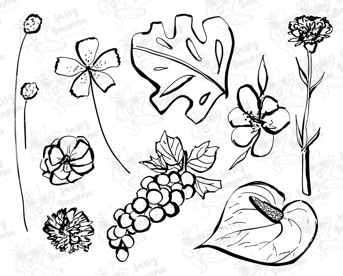 Flowers & Grapes Digital Download File