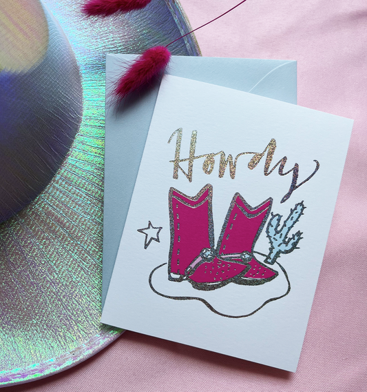 Howdy Holographic Foil Greeting Card