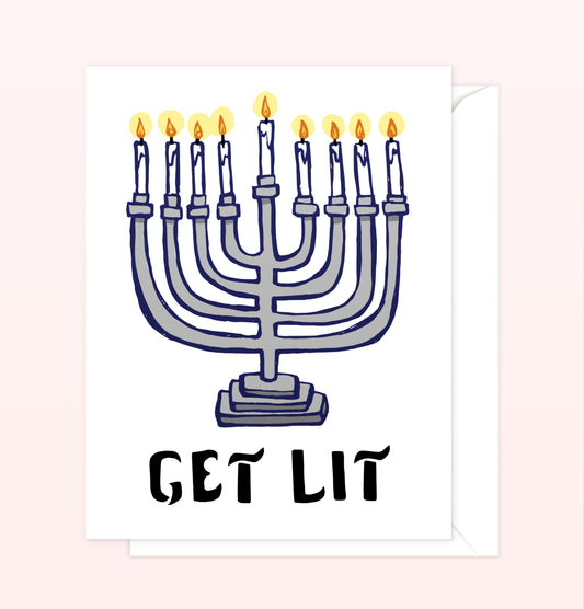 "Get Lit" Hanukkah Card