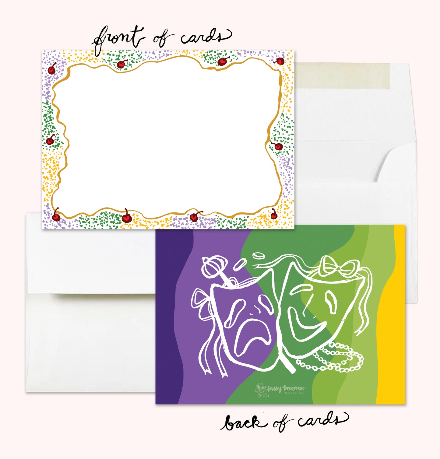 King Cake Mardi Gras Note Card Set of 10