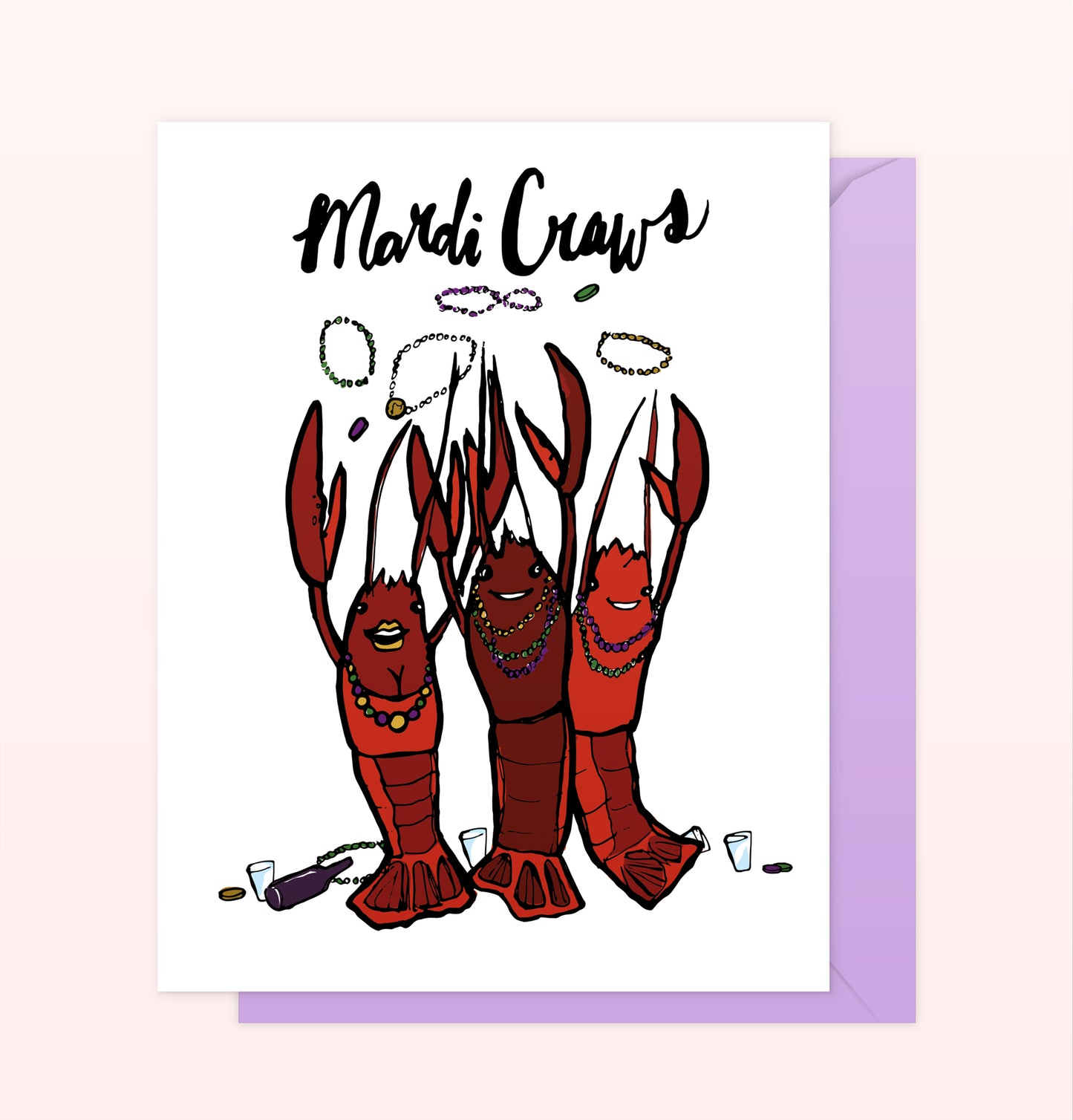 "Mardi Craws" Crawfish Mardi Gras Card